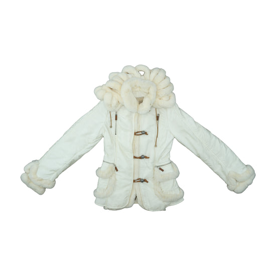 Emilio Baldesi Jacket Faux Fur Hood Off-White M