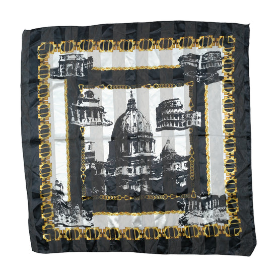Raffaello Roma Printed Scarf Black White Gold One Size