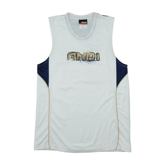 AND1 Basketball Jersey White Navy Gold M