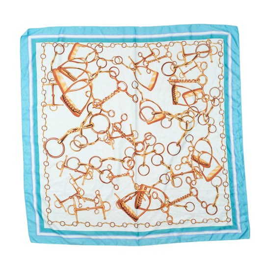 Vintage Blue Polyester Scarf Y2K One Size