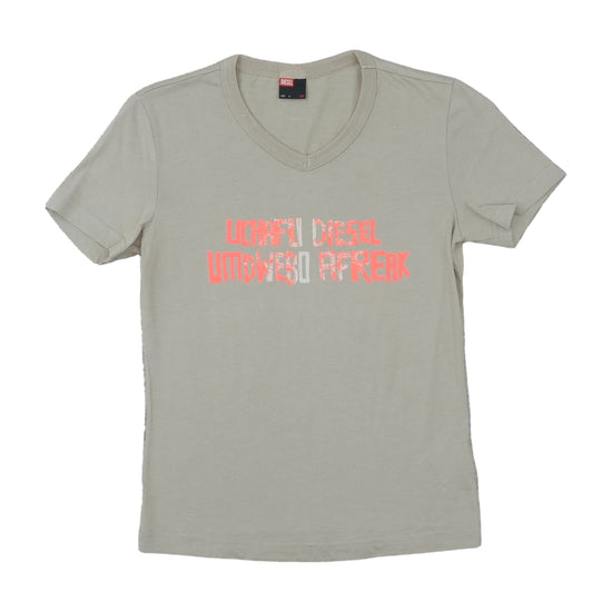 Diesel Graphic T-Shirt Sage Gray Y2K S