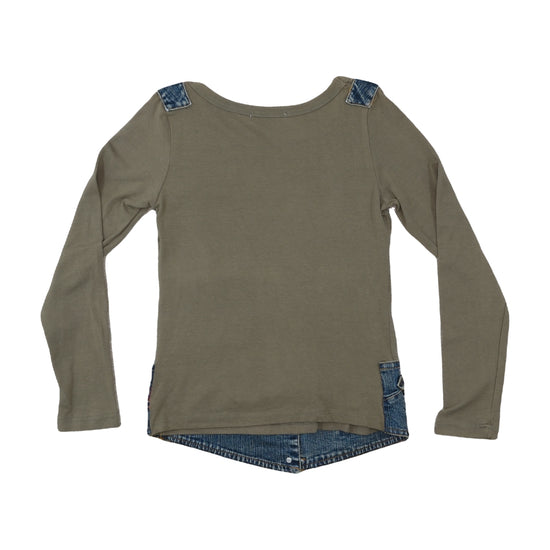 BLU DEISE Y2K Denim Bib Overlay Shirt Khaki Green S