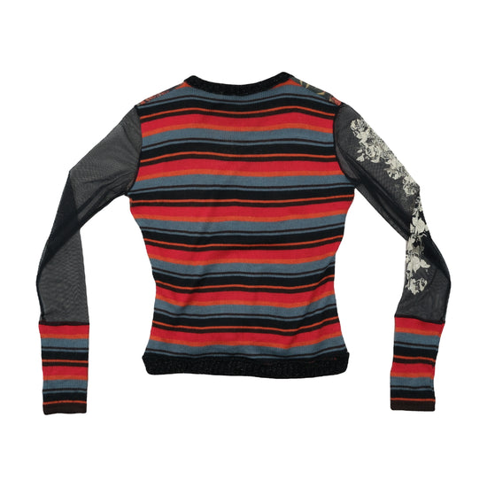 Vintage Y2K Patchwork Mixed-Media Sweater Multicolor L