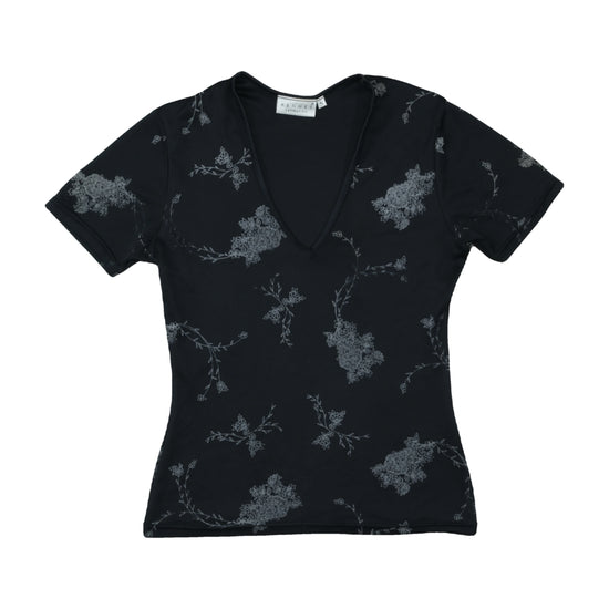 Hennes Collection Floral Print T-Shirt Black S