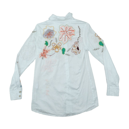 Cache Cache Embroidered Button Up Shirt White
