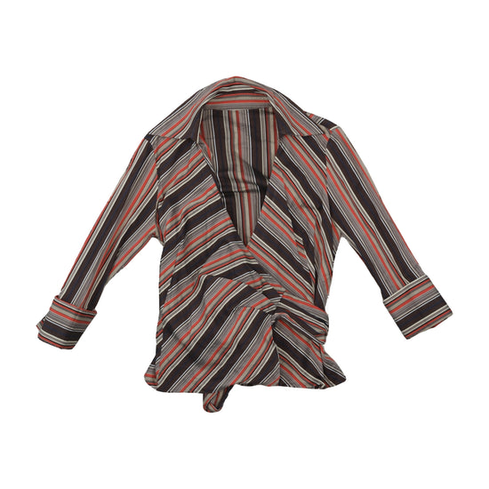 Zara Wrap Blouse Belted Brown L