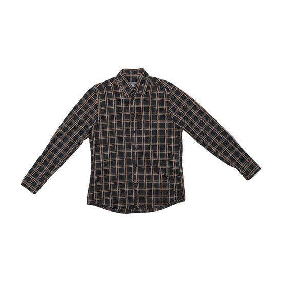 H&M Button Up Shirt Windowpane Plaid Black L