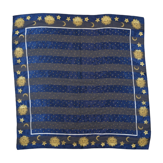 Vintage Celestial Square Scarf Navy Gold