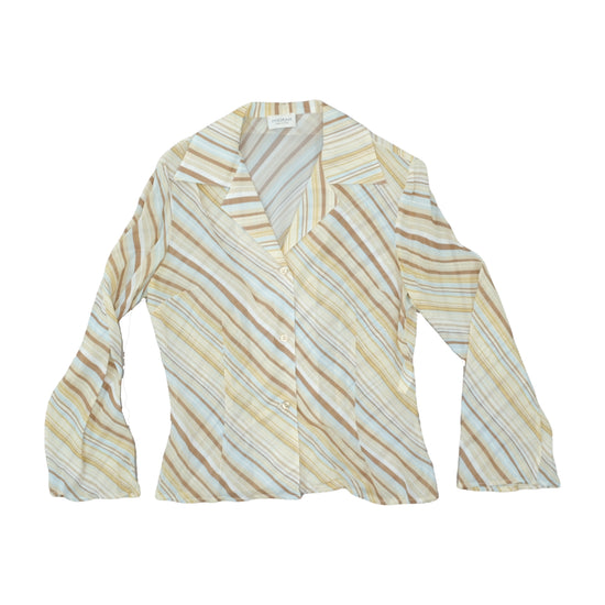 Motivi Blouse Diagonal Stripe Bell Sleeve Beige M