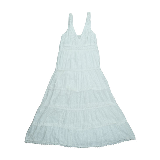 Vintage Broderie Anglaise Tiered Maxi Dress White