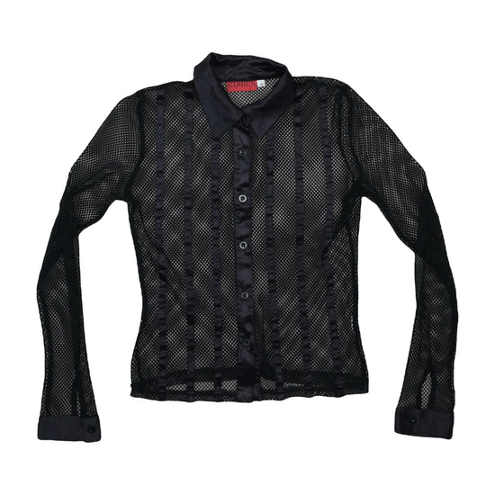 KUBICS Mesh Blouse Satin Stripe Black S