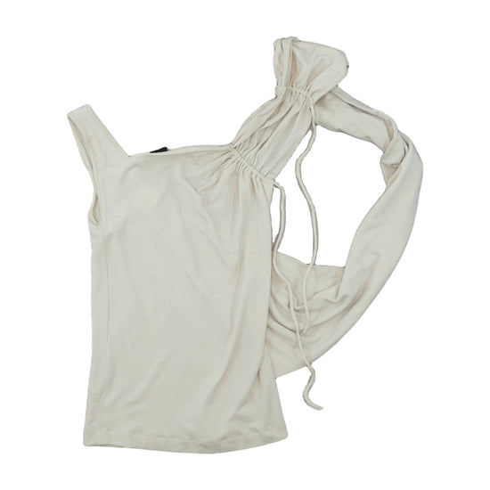 Plein Sud Asymmetric Draped Wool Tank Top Beige S