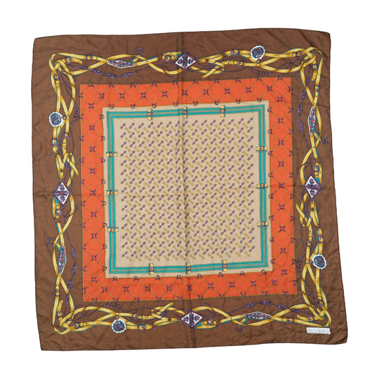Isadora Vintage Equestrian Print Scarf Brown