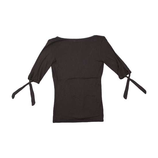 MAX&Co. Tricot Long-Sleeve Wrap Top Black S