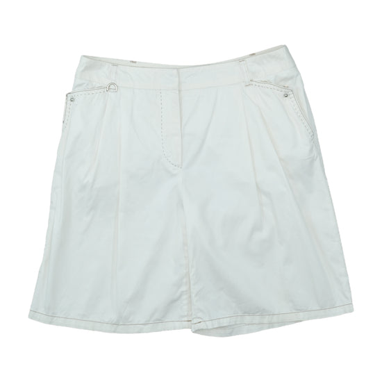 MaxMara Pleated Wide-Leg Shorts Cream White S