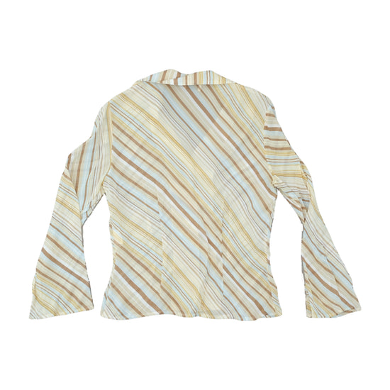 Motivi Blouse Diagonal Stripe Bell Sleeve Beige M
