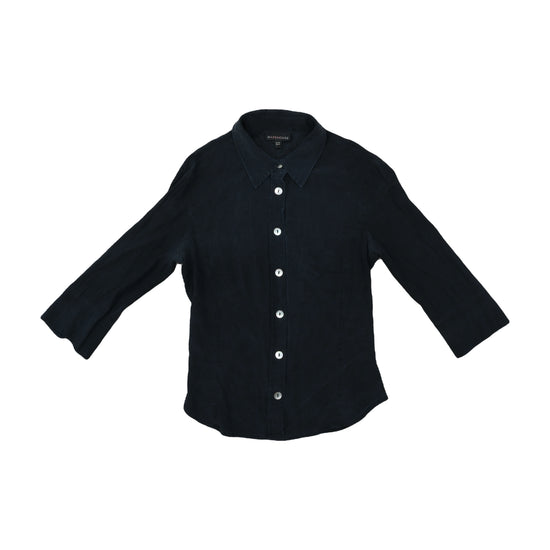 Warehouse Button Up Shirt 3/4 Sleeve Black M