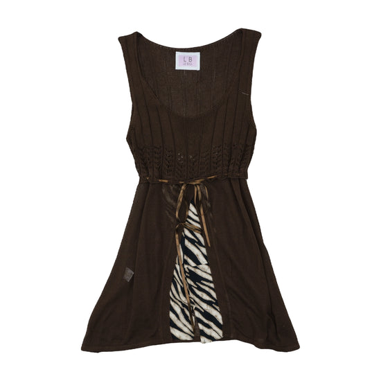 Le Big Empire Waist Dress Zebra Print Brown M