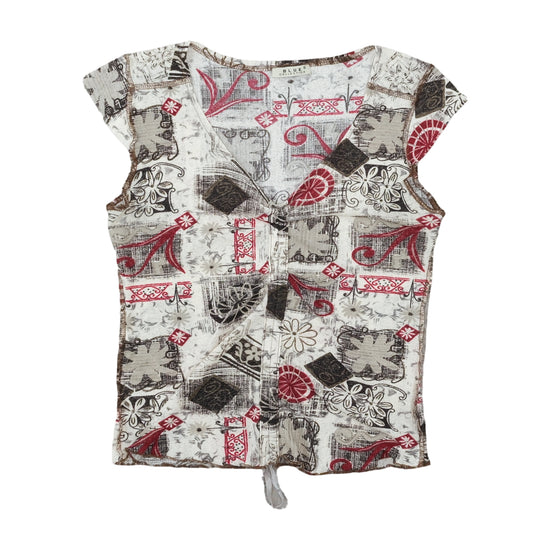 Blue Collection Y2K Patchwork Print T-Shirt White