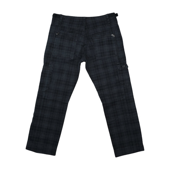 A-Line Raw Cargo Pants Tartan Plaid Navy XL