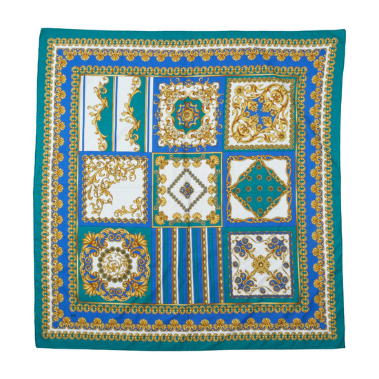Lucia Vintage Baroque Print Scarf Teal Green
