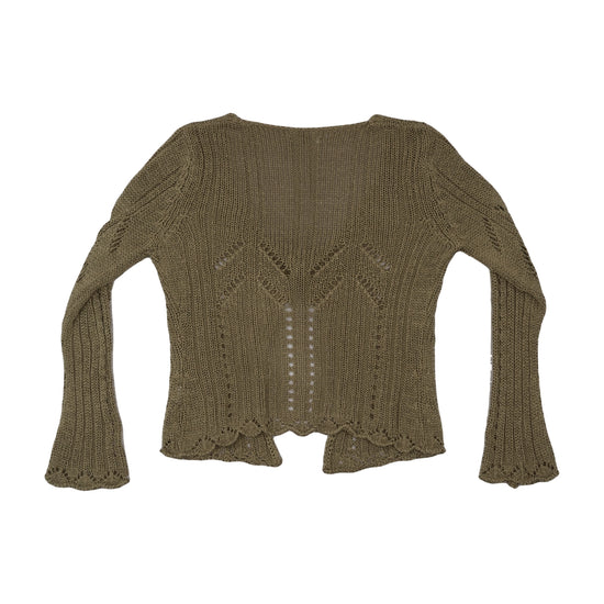 Miraglia Knit Cardigan Bell Sleeves Olive Green