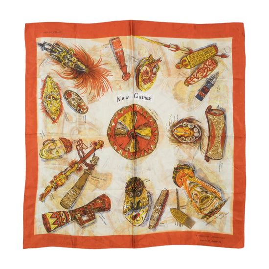 Vintage New Guinea Tropicline Novelty Scarf Orange
