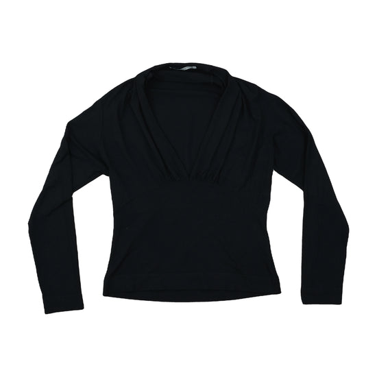 Cora Kemperman Draped V-Neck Blouse Black L