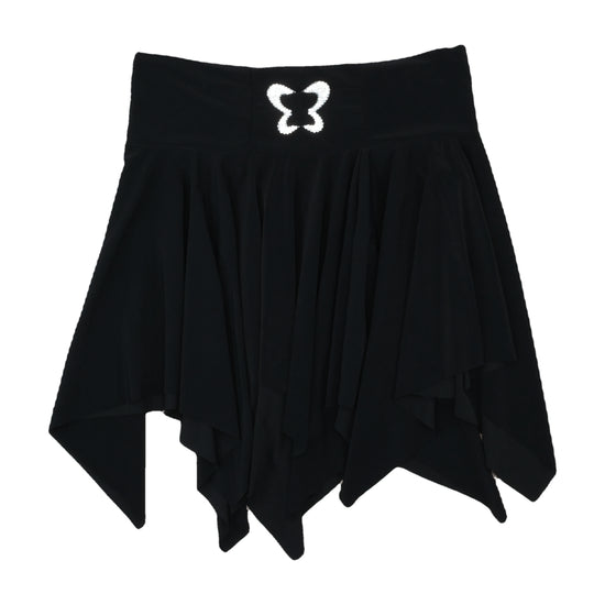 Vintage Y2K Handkerchief Mini Skirt Black Sequin Butterfly