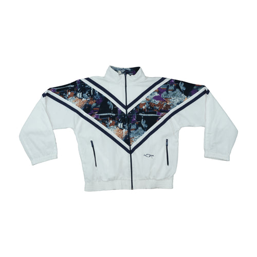 inStyle Track Jacket Abstract Chevron Print White 2XL
