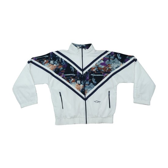 inStyle Track Jacket Abstract Chevron Print White 2XL