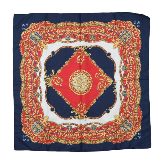 Vintage Baroque Equestrian Print Scarf Navy