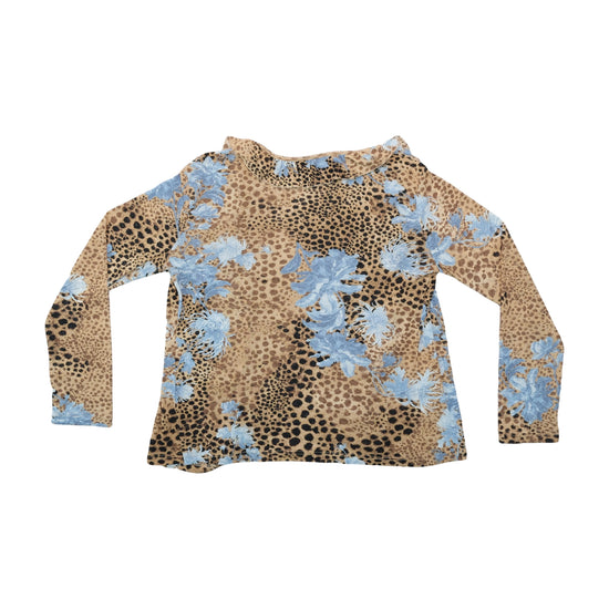 Vintage Leopard Floral Ruffle Blouse Brown S