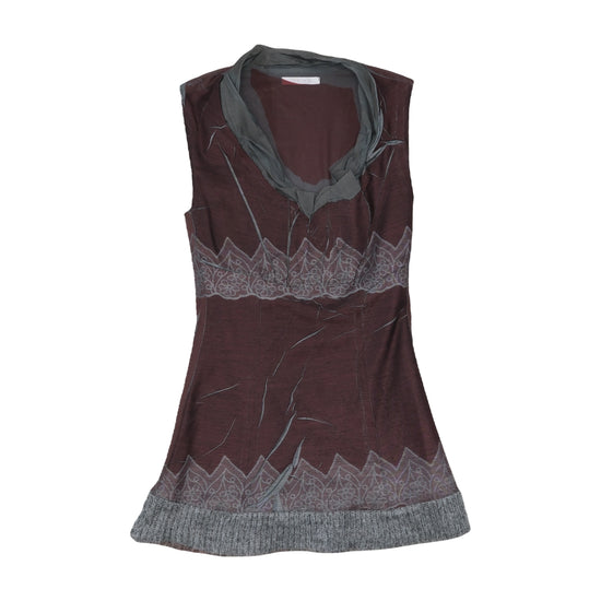 Siste's Tank Top Boho Border Print Brown S