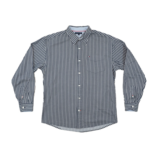 Tommy Hilfiger Button Up Shirt Charcoal Pinstripe M