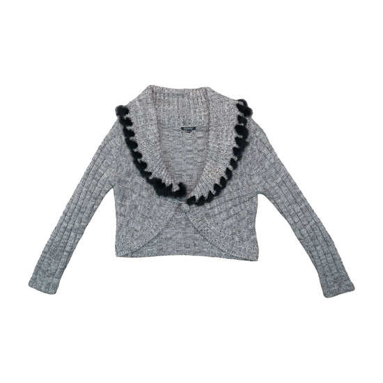 Elisa Landri Cropped Wrap Sweater Heather Gray XL