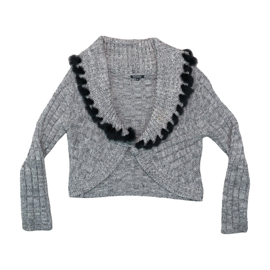 Elisa Landri Cropped Wrap Sweater Heather Gray XL