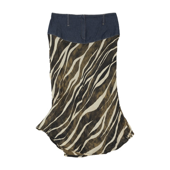 Motivi Midi Trumpet Skirt Zebra Animal Print Brown S
