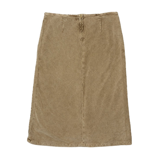 Pit Stop A-Line Midi Skirt Beige Khaki Stripe S