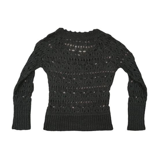 BLENDIN Open Knit Crochet Sweater Charcoal Gray S