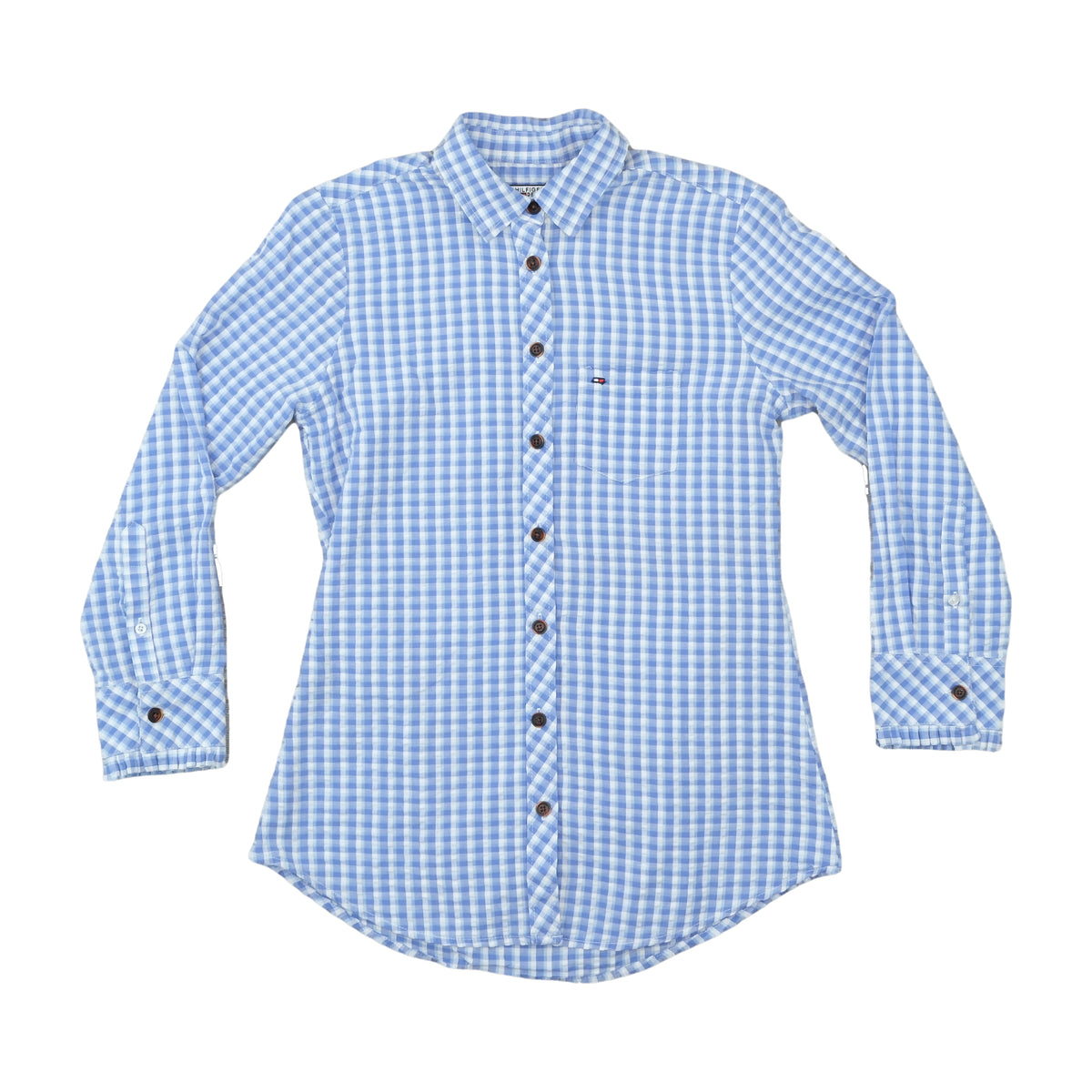Hilfiger Denim Long-Sleeve Gingham Shirt Light Blue M
