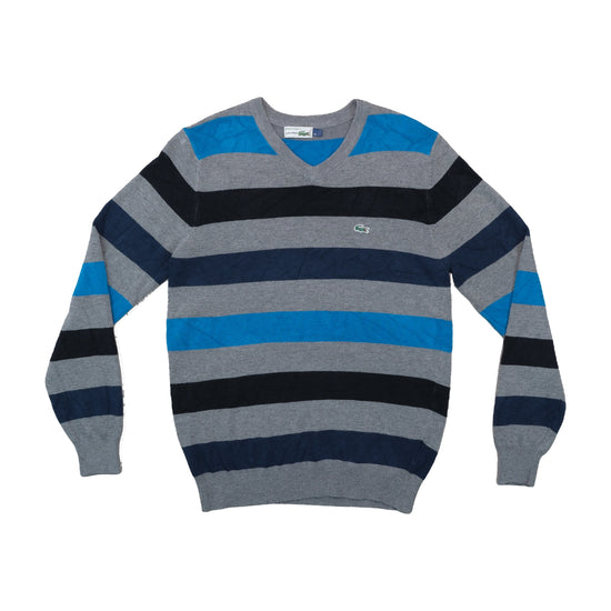 Lacoste V-Neck Knit Sweater Gray S