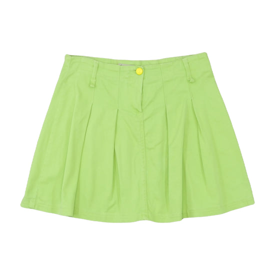 Vintage Pleated Mini Skirt Lime Green S