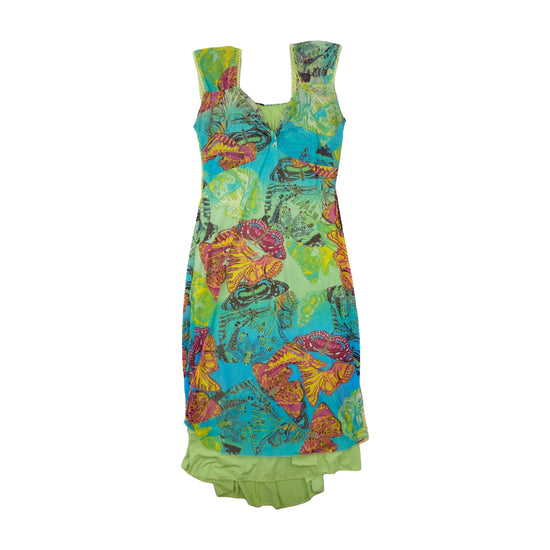 Vintage Y2K Butterfly Print Layered Dress Multicolor