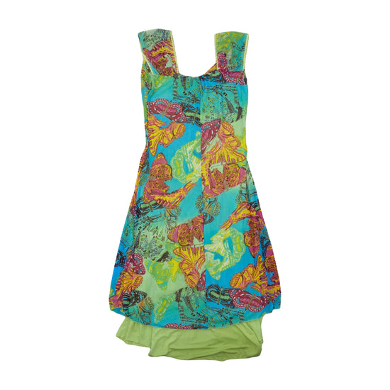 Vintage Y2K Butterfly Print Layered Dress Multicolor