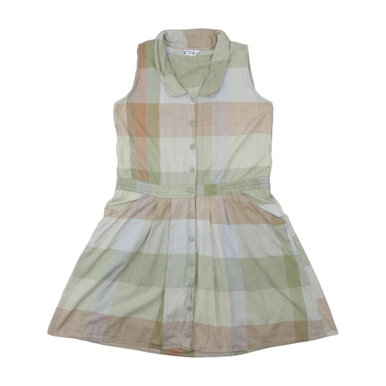 Clothilde Vintage Sleeveless Dress Pastel Plaid Beige