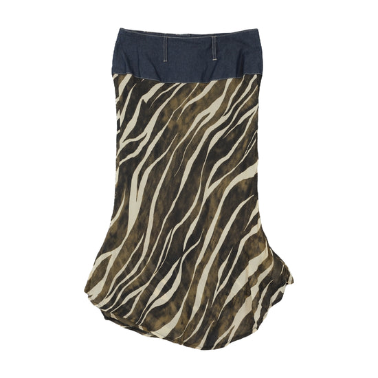 Motivi Midi Trumpet Skirt Zebra Animal Print Brown S