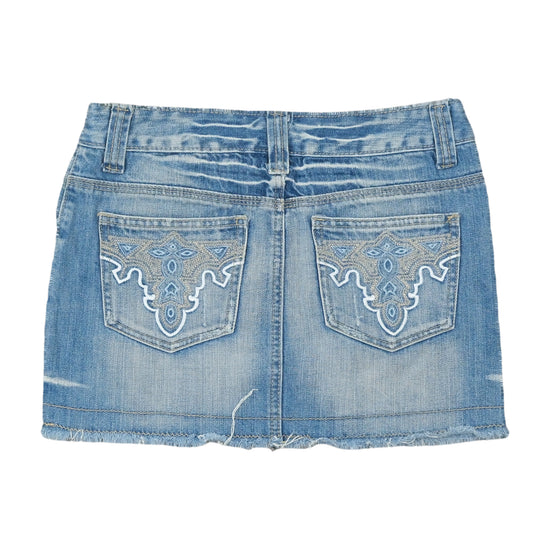 Vintage Y2K Low Rise Denim Mini Skirt Acid Wash Blue S