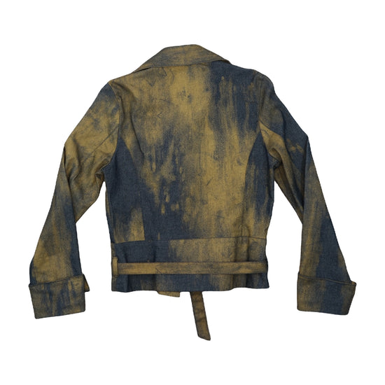 Vintage Acid-Wash Denim Jacket Belted Blue S