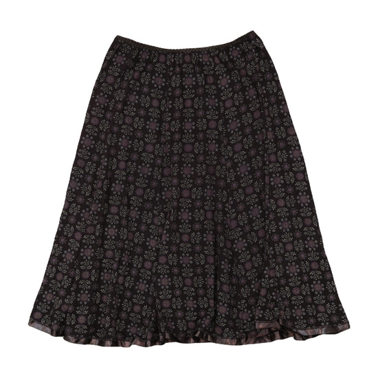 Vintage Floral Midi Skirt Dark Plum Purple